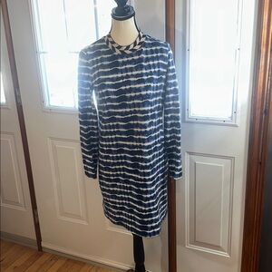 Tory Burch Navy and White Long Sleeve Dress